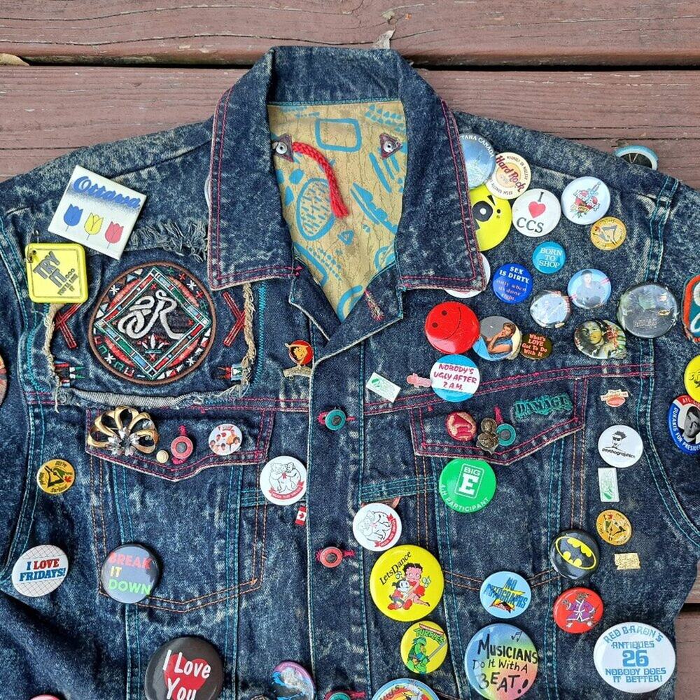 %Vintage Major Damage Jean Jacket Embroidered Buttons Y2K 80s 90s Men Large - Picture 11 of 14